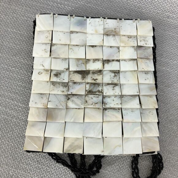 Tico Collection Shoulder Bag Shell Sided Beaded Strap agnetic Snap Closure - Picture 6 of 6